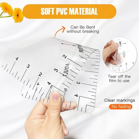 6Pcs Tshirt Ruler Guide Alignment Tool to Center Vinyl Designs T-Shirt Crafts for Cricut Heat Press Adult Youth Toddler Infant (Transparent) in Saudi Arabia