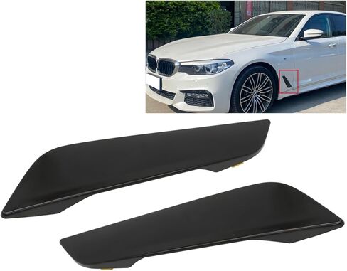 قطعتان من غطاء فتحة تهوية تدفق الرياح من الجانب الأمامي متوافق مع 5 سلسلة G30 520i 530i 530e 540i 540d M550i 2017-2023 غطاء منفذ جناح الرياح الأيسر والأيمن 51747439014 أسود لامع in Kuwait