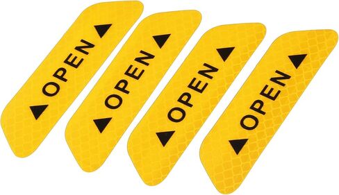 4pcs Yellow Car Door Reflective Sticker Open Warning Tape Safety Sign Decal Warning Mark Night Reflective for Auto Exterior Motorcycle Bike Universal in Saudi Arabia