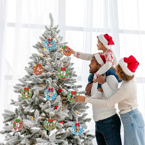 Dianelhall 24 Sets Christmas Picture Frame Craft Kit Xmas Wreath Photo Crafts Christmas Picture Frames Gift with Santa Stickers for Classroom Xmas Holiday Party Activities(Colorful Wreath) in Saudi Arabia