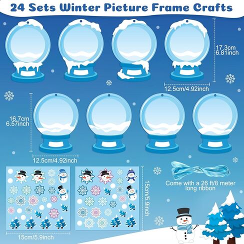 Dianelhall 24 Sets Christmas Picture Frame Craft Kit Xmas Wreath Photo Crafts Christmas Picture Frames Gift with Santa Stickers for Classroom Xmas Holiday Party Activities(Colorful Wreath) in Saudi Arabia