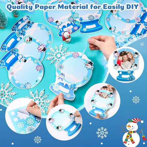Dianelhall 24 Sets Christmas Picture Frame Craft Kit Xmas Wreath Photo Crafts Christmas Picture Frames Gift with Santa Stickers for Classroom Xmas Holiday Party Activities(Colorful Wreath) in Saudi Arabia
