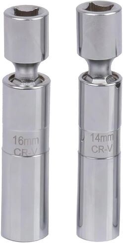1 Set Car Spark Plug Socket, 14mm&16mm Steel Magnetic Swivel Spark Plug Removal Tool, 3/8" Drive 12-Point Thin Wall Auto Spark Plugs Wrench, 360-Degree Rotation, Compatible with More Car in Saudi Arabia