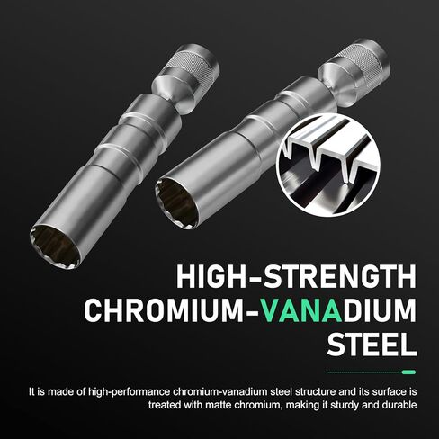 1 Set Car Spark Plug Socket, 14mm&16mm Steel Magnetic Swivel Spark Plug Removal Tool, 3/8" Drive 12-Point Thin Wall Auto Spark Plugs Wrench, 360-Degree Rotation, Compatible with More Car in Saudi Arabia