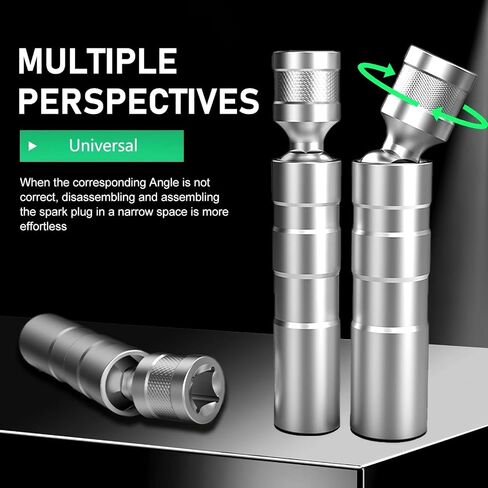 1 Set Car Spark Plug Socket, 14mm&16mm Steel Magnetic Swivel Spark Plug Removal Tool, 3/8" Drive 12-Point Thin Wall Auto Spark Plugs Wrench, 360-Degree Rotation, Compatible with More Car in Saudi Arabia