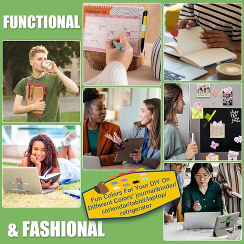 Pen Loop Holder for Notebook 12 Colors Self-Adhesive Stick On Pen Holder with Extra 2 Pens Clips 1 Leather Bookmarks As COMBO for Planner Journal Tablet Clipboards Calendars Bible Campus School Office in Saudi Arabia