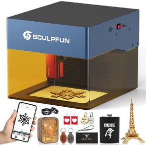 نقش ليزر SCULPFUN iCube Pro، قاطع ليزر سطح المكتب بقدرة 5000 ميجاوات مع نظام ترشيح الدخان، فئة الليزر 4، منطقة نقش 125 × 125 مم، لا يتطلب تجميع، دقة نحت 0.01 مم in Kuwait