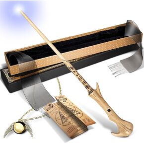 Light Up Wizard Wand, Rechargeable Lighting Witch Wands, Illuminating Magic Witches Staff Wand for Cosplay Accessories with Necklace for Halloween Birthday Party Gift（Smartness） in Kuwait