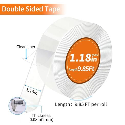 Double Sided Tape Heavy Duty Removable Nano Tape for Walls, Used for Carpet, Poster, Picture Hanging, Outdoor Multifunctional Mounting Tape (Clear, 1.18In x 9.85FT 1Pack) in Saudi Arabia