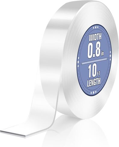 Double Sided Tape Heavy Duty, Clear Nano Tape, 0.8'' x 120'' Two Sided Mounting Adhesive for Walls Posters Carpet, Removable Space Gel Strip, 1/24" Thick in Saudi Arabia