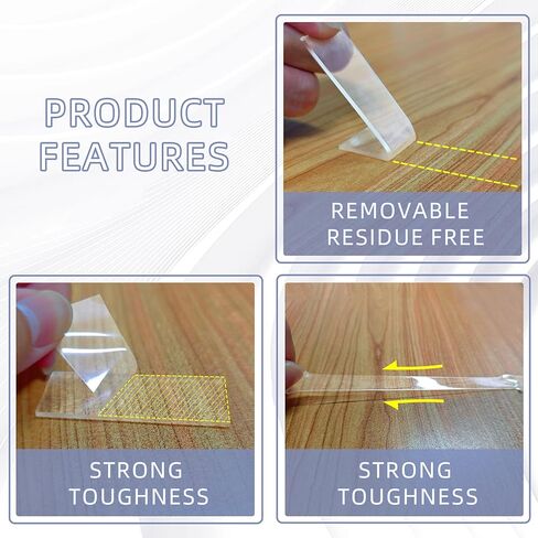 Double Sided Tape Heavy Duty, Clear Nano Tape, 0.8'' x 120'' Two Sided Mounting Adhesive for Walls Posters Carpet, Removable Space Gel Strip, 1/24" Thick in Saudi Arabia