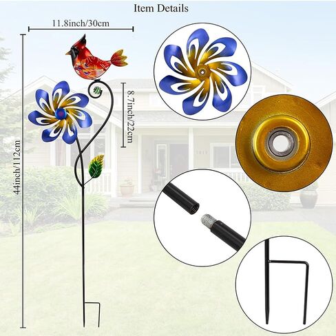 Wind Spinners Outdoor, Cardinal Wind Spinner, Kinetic Windmill with Metal Stake, Decorative Pinwheels for Lawn, Patio, Garden Decor in Saudi Arabia