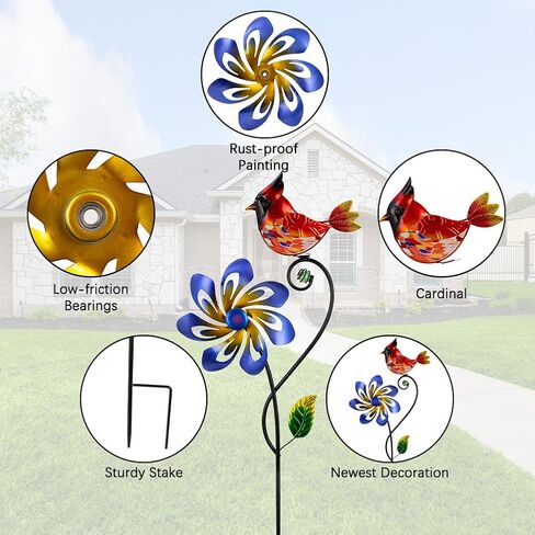 Wind Spinners Outdoor, Cardinal Wind Spinner, Kinetic Windmill with Metal Stake, Decorative Pinwheels for Lawn, Patio, Garden Decor in Saudi Arabia