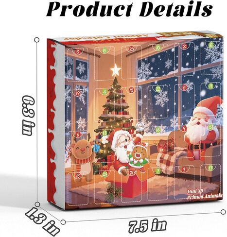 Christmas advent calendar,24PCS Mini 3D Printed Animal Figurines, Flexible Articulated Fidget Toys, Xmas Articulated Flexible Fidget Gifts for Kids Boys Girls Christmas Party Favors in Saudi Arabia