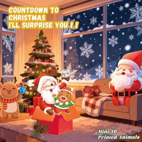 Christmas advent calendar,24PCS Mini 3D Printed Animal Figurines, Flexible Articulated Fidget Toys, Xmas Articulated Flexible Fidget Gifts for Kids Boys Girls Christmas Party Favors in Saudi Arabia