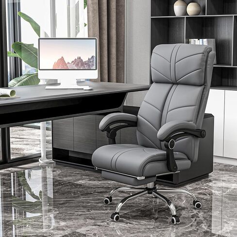 Vinsetto Executive Massage Office Chair with 4 Vibration, Computer Desk Chair, PU Leather Heated Reclining Chair with Adjustable Height, Swivel Wheels, Gray in Saudi Arabia