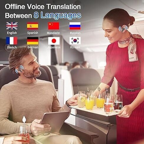 Ai Language Translation Earbuds, in-Ear 3-in-1 Translation Headphones, Real Time 2-Way Earbuds, Sound Quality Long Battery Life, Great for Travel Business (Black, Clip) in Kuwait