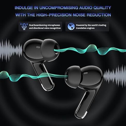 Ai Language Translation Earbuds, in-Ear 3-in-1 Translation Headphones, Real Time 2-Way Earbuds, Sound Quality Long Battery Life, Great for Travel Business (Black, Clip) in Kuwait