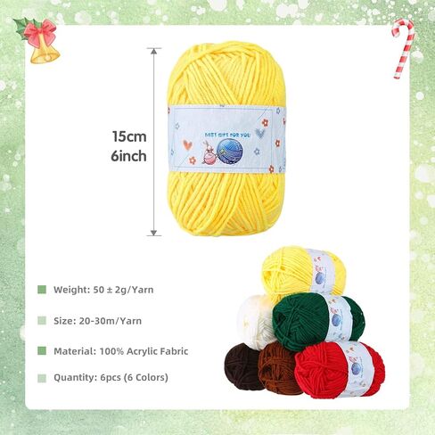 Yinsun 6 Skeins Yarn for Crocheting Knitting, Christmas Red Green Yarn for Christmas Crochet Crafts - 100% Acrylic, 50g in Saudi Arabia