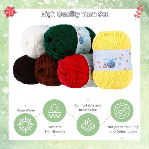 Yinsun 6 Skeins Yarn for Crocheting Knitting, Christmas Red Green Yarn for Christmas Crochet Crafts - 100% Acrylic, 50g in Saudi Arabia