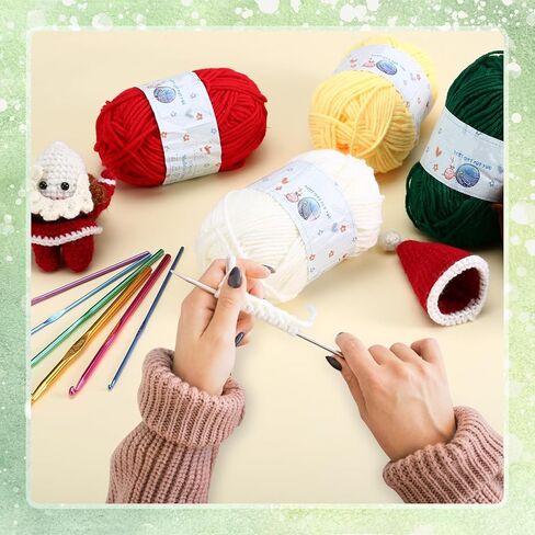 Yinsun 6 Skeins Yarn for Crocheting Knitting, Christmas Red Green Yarn for Christmas Crochet Crafts - 100% Acrylic, 50g in Saudi Arabia