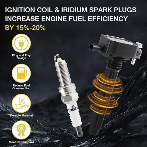 UF569 Ignition Coil Pack & 41109 Iridium Spark Plugs fit for GMC Acadia Canyon Terrain/Chevy Camaro Traverse Equinox/Buick Enclave/Cadillac CTS ATS SRX/Saturn Aura Outlook Coil Pack Sets of 6 in Kuwait