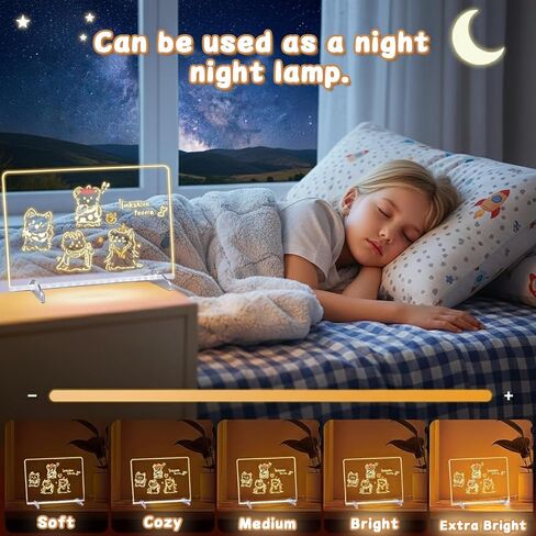 LED Drawing Board for Kids Ages 6+, 2 Pack 13.7"x9.75" Plug-in Light Up Dry Erase Note Boards with Colors, 7 Color Modes Acrylic Glow Board with Stands, Markers, Spray Bottle, Hanging Chains in Saudi Arabia