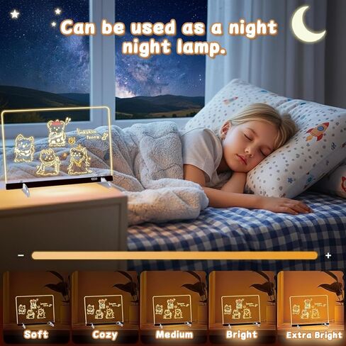 LED Drawing Board for Kids Ages 6+, 2 Pack 13.7"x9.75" Plug-in Light Up Dry Erase Note Boards with Colors, 7 Color Modes Acrylic Glow Board with Stands, Markers, Spray Bottle, Hanging Chains in Saudi Arabia
