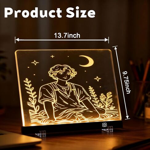 LED Drawing Board for Kids Ages 6+, 2 Pack 13.7"x9.75" Plug-in Light Up Dry Erase Note Boards with Colors, 7 Color Modes Acrylic Glow Board with Stands, Markers, Spray Bottle, Hanging Chains in Saudi Arabia