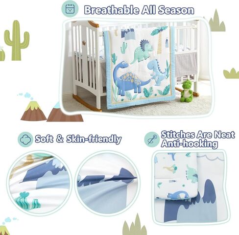 Sports Crib Bedding Set for Boys, Premium 3-Piece Baby Bedding Set Brown Football Basketball Rugby Crib Bed Set Baseball Soft with Crib Comforter, Sheet & Crib Skirt, Brown in Saudi Arabia