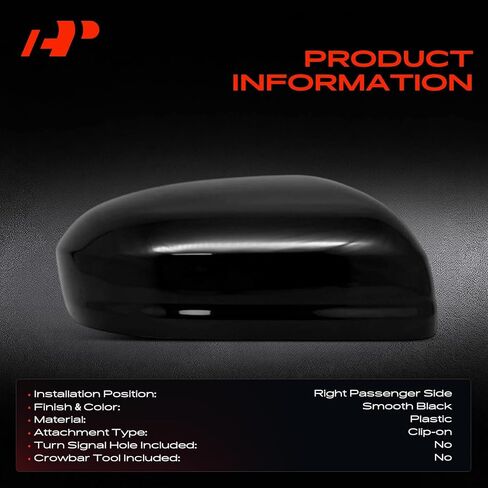A-Premium Passenger Side Rearview Mirror Cover Cap - Compatible with Honda Civic 2014-2015 - Smooth Black, Without Turn Signal Hole in Saudi Arabia
