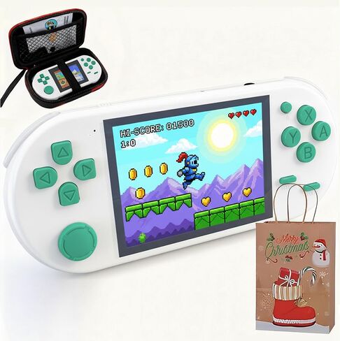 16-Bit Handheld Game Console - 3 Inch HD Screen 300-in-1 Retro Games - Portable Classic Video Game Player for Kids & Adults, Include Protective Carrying Case (Blue) in Saudi Arabia