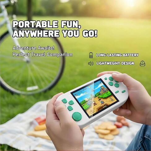 16-Bit Handheld Game Console - 3 Inch HD Screen 300-in-1 Retro Games - Portable Classic Video Game Player for Kids & Adults, Include Protective Carrying Case (Blue) in Saudi Arabia