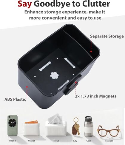 صندوق تخزين مغناطيسي، حامل أدوات مغناطيسي للأسطح المعدنية، حامل منظم مغناطيسي يحمل أنسجة مفاتيح النظارات والهواتف، يناسب عربات الجولف والرافعات الشوكية والجرارات والحافلات in Saudi Arabia