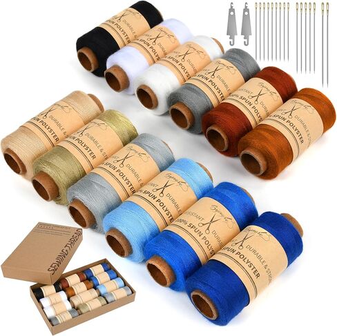 مجموعة خيوط الخياطة 30 قطعة من BYMORE، 12 لونًا 400 ياردة لكل بكرات خيط بوليستر مع إبر وخيوط للخياطة اليدوية والآلة، والطوارئ والسفر، DIY والمنزل in Kuwait