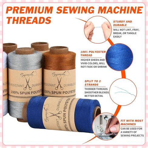 مجموعة خيوط الخياطة 30 قطعة من BYMORE، 12 لونًا 400 ياردة لكل بكرات خيط بوليستر مع إبر وخيوط للخياطة اليدوية والآلة، والطوارئ والسفر، DIY والمنزل in Kuwait
