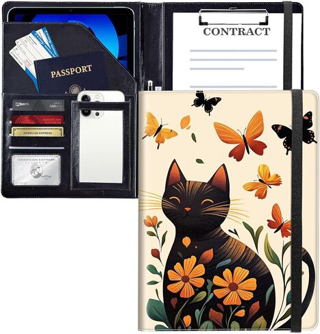 Professional Padfolio with Clipboard,Faux Leather Portfolio Folder for A4 Letter Size Paper,Business Organizer for Office,Resume & Meetings,Howling Wolf Moon-2 in Saudi Arabia