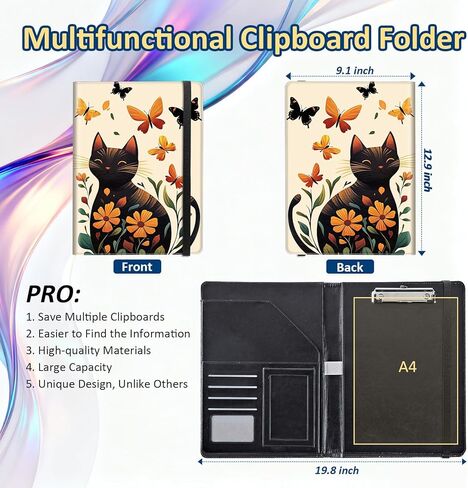 Professional Padfolio with Clipboard,Faux Leather Portfolio Folder for A4 Letter Size Paper,Business Organizer for Office,Resume & Meetings,Howling Wolf Moon-2 in Saudi Arabia