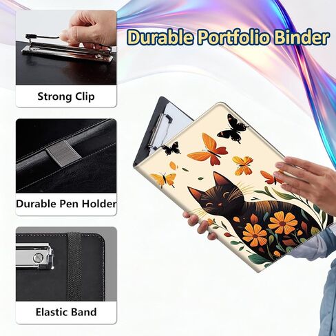 Professional Padfolio with Clipboard,Faux Leather Portfolio Folder for A4 Letter Size Paper,Business Organizer for Office,Resume & Meetings,Howling Wolf Moon-2 in Saudi Arabia