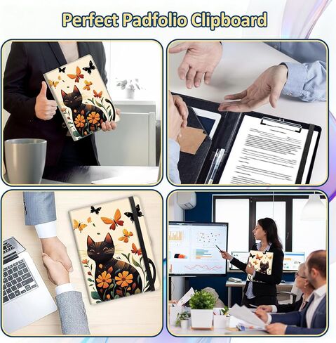 Professional Padfolio with Clipboard,Faux Leather Portfolio Folder for A4 Letter Size Paper,Business Organizer for Office,Resume & Meetings,Howling Wolf Moon-2 in Saudi Arabia