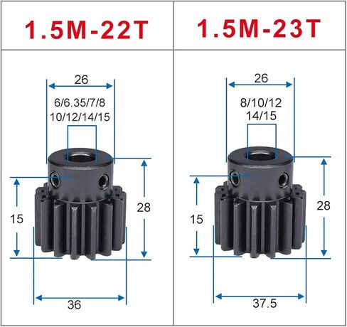 1.5M Spur Gear 24T Round/Keyway Hole SC45 # الكربون الصلب تتحمل 6-17 مم ارتفاع 15 مم 1 قطعة (8 مم، 24T (فتحة مستديرة)) in Kuwait