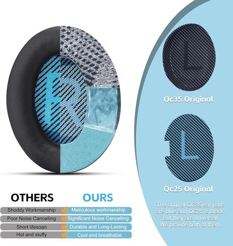 راحة النسيج - وسائد أذن Wzsipod لسماعات الرأس Bose QuietComfort 35/ QC35ii، متوافقة مع QC45 QC25 QC2 QC15 والمزيد من السلسلة، أنماط بديلة حصرية، S2 in Kuwait