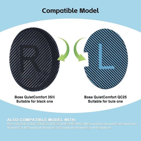 راحة النسيج - وسائد أذن Wzsipod لسماعات الرأس Bose QuietComfort 35/ QC35ii، متوافقة مع QC45 QC25 QC2 QC15 والمزيد من السلسلة، أنماط بديلة حصرية، S2 in Kuwait