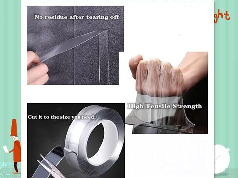 Weiliya Double Sided Tape Heavy Duty, Multipurpose Removable Mounting Tape Adhesive, Reusable Strong Stick Wall Tape Strip Clear Adhesive for Poster Carpet Tape Sticky Items-(9.84 feet)-White (A2) in Saudi Arabia