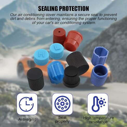 31PCS Car Air Conditioner Valve Caps, R134a R12 Vehicle AC System Low & High Pressure Port Cap Kit, Auto Air Conditioning Service Charging Port Dust Cover, Universal for Most Vehicles in Saudi Arabia