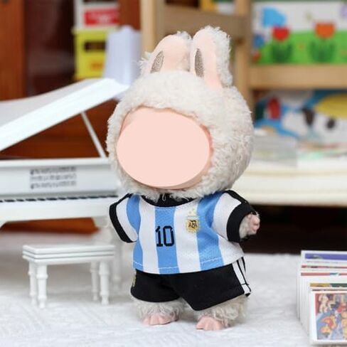 Fit Labubu Doll Football Outfit Set (No Doll) – Macaron Color Soccer Jersey and Shorts for Dolls, Soft & Stylish Doll Clothing for Collectors and Fans (Blue&Black) in Saudi Arabia