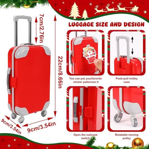 64 قطعة من إكسسوارات قزم الكريسماس مجموعة إكسسوارات السفر تتضمن الأمتعة وملابس عيد الميلاد قزم دعائم السفر لهدية مغامرات بيت الدمى in Kuwait