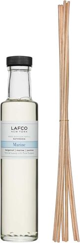 LAFCO New York Reed Diffuser Refill, Amber Black Vanilla - 8.4 oz - Up to 4-Month Fragrance Life - Includes Natural Wood Reeds - Free of Dyes & Propellants - Made in The USA in Kuwait