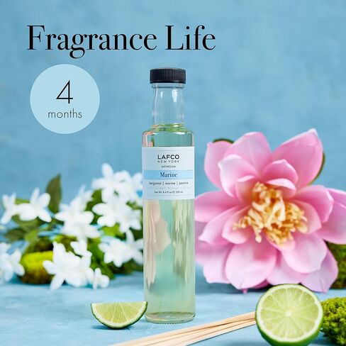 LAFCO New York Reed Diffuser Refill, Amber Black Vanilla - 8.4 oz - Up to 4-Month Fragrance Life - Includes Natural Wood Reeds - Free of Dyes & Propellants - Made in The USA in Kuwait