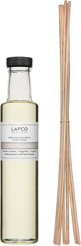 LAFCO New York Reed Diffuser Refill, Amber Black Vanilla - 8.4 oz - Up to 4-Month Fragrance Life - Includes Natural Wood Reeds - Free of Dyes & Propellants - Made in The USA in Saudi Arabia